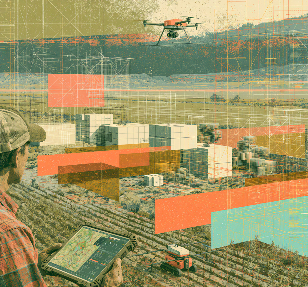 Operador coordenando drone e robô terrestre com o Synapse Control