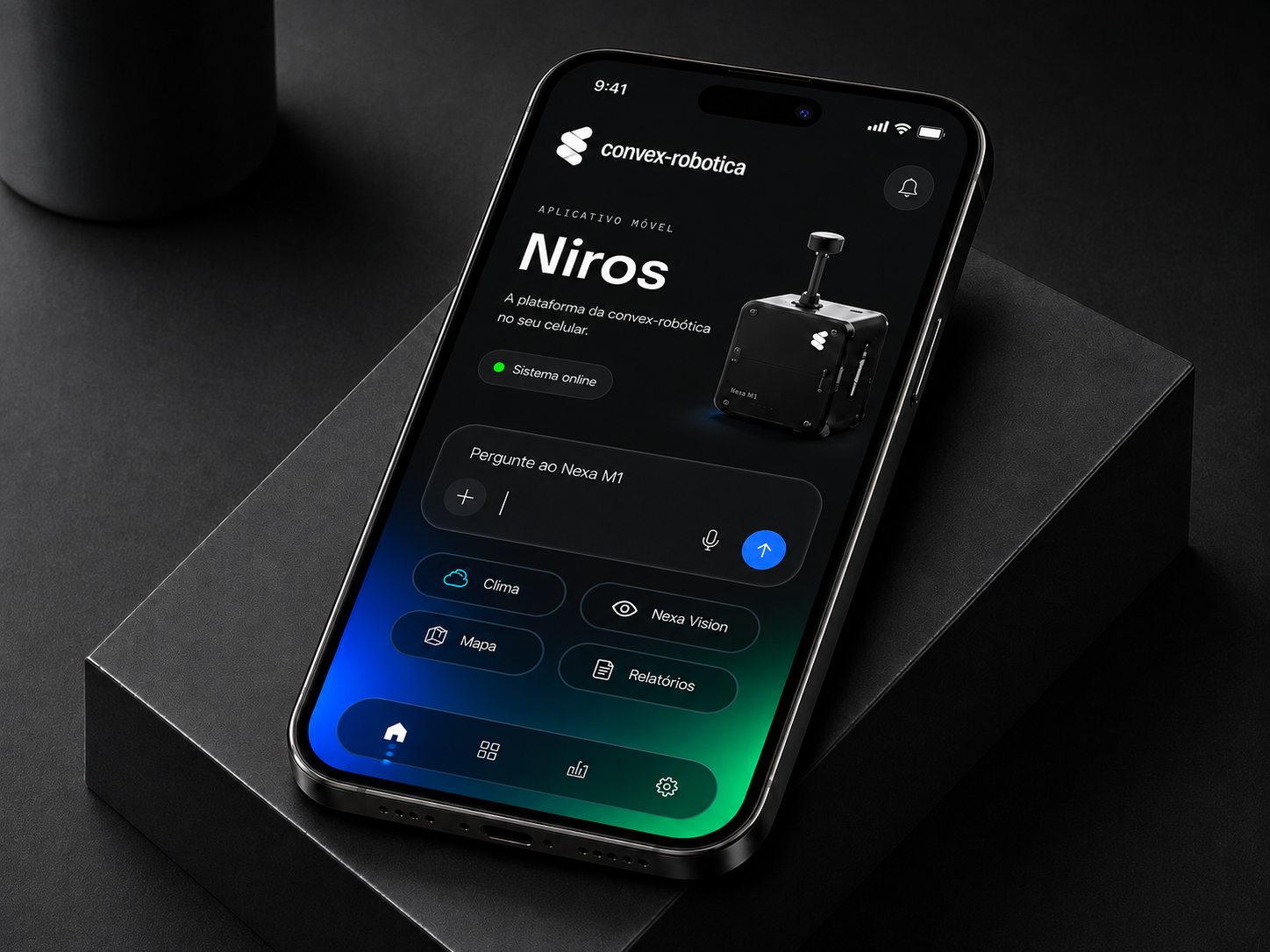 Aplicativo Niros em um smartphone